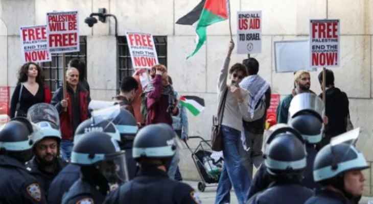 Pro-Palestinian protesters take over a building at the University of California.