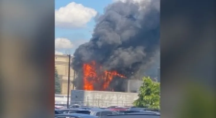 Fire crews are battling a three-alarm fire in Thorncliffe Park in Toronto.