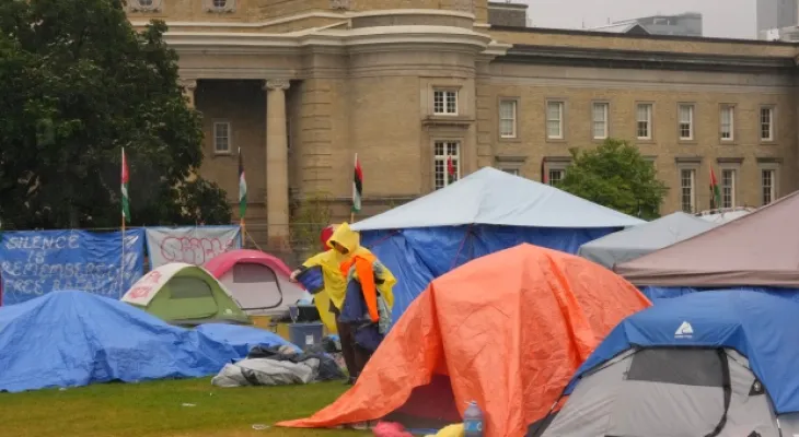 The Ontario court is hearing the University of Toronto's request to dismantle the pro-Palestinian camp today.