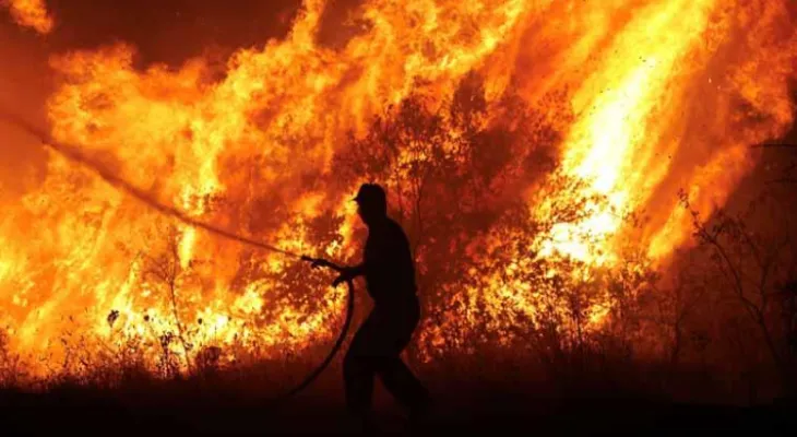 The outbreak of several large forest fires in Greece