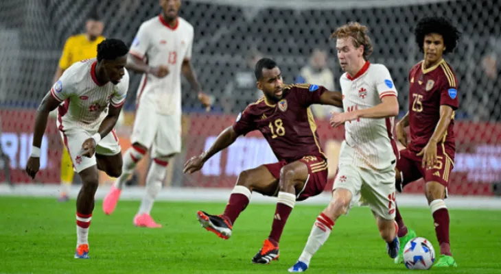 Canada defeats Venezuela in a penalty shootout to reach the Copa America semi-finals.
