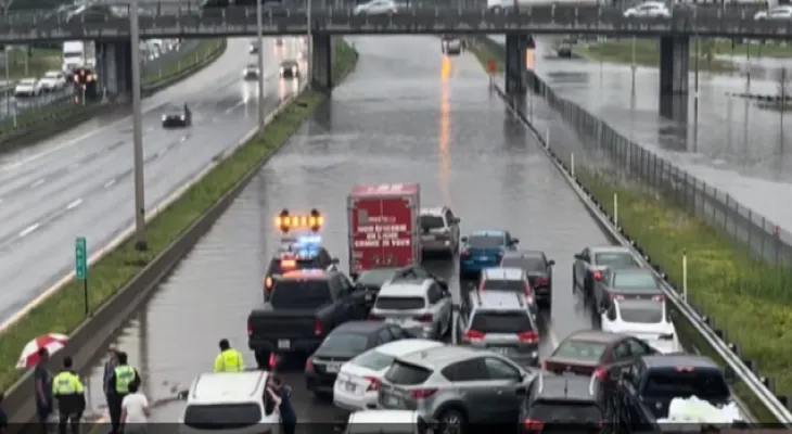 Heavy rains cause chaos on Montreal roads.