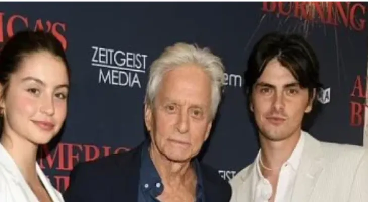 Michael Douglas with his children at the premiere of the film America Burning