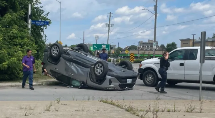 A collision between two cars causes the closure of several roads in Ottawa.