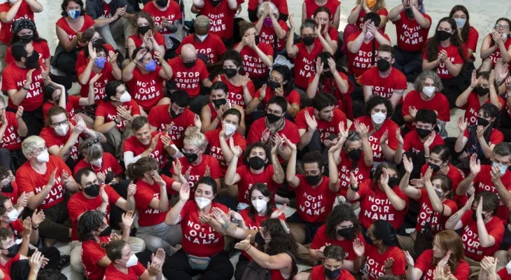 Massive demonstrations against Netanyahu's visit to the United States and American military aid to Israel.