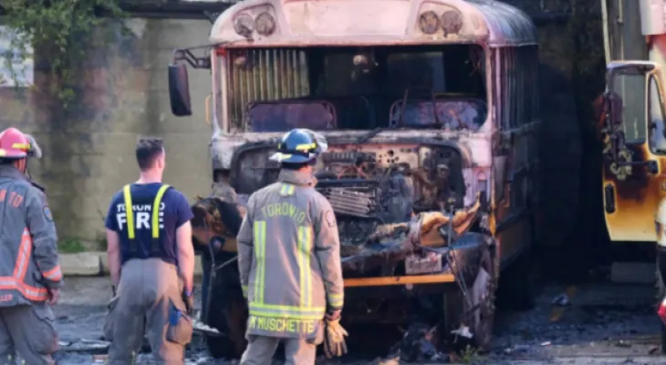 School bus fire in North York