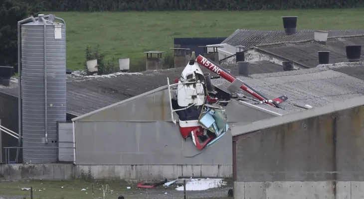 A helicopter crashed on a building in central Ireland.