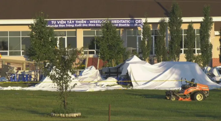 One dead and several injured in the collapse of an event tent in Alberta.