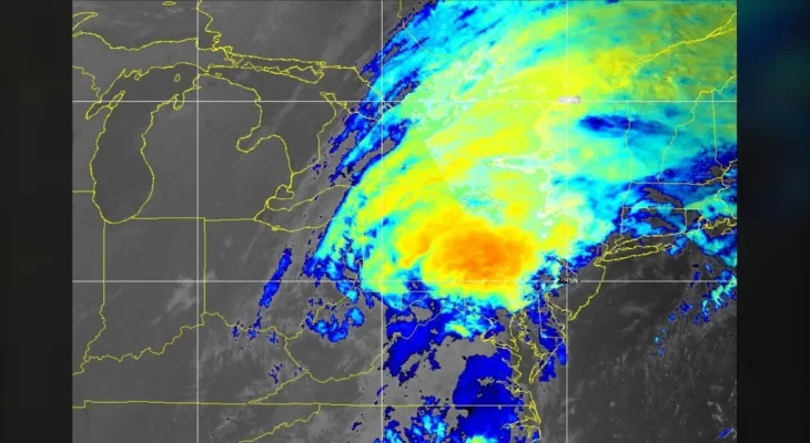 Weather forecast as the remnants of tropical storm Debby move through Canada.