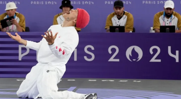 Canadian Phil Kim wins the gold medal in "Rhythmic Dance Sport" at the Paris Olympics
