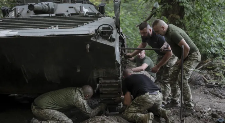 Civilians flee from Bakhmut as the Russian army advances towards the main city in eastern Ukraine.