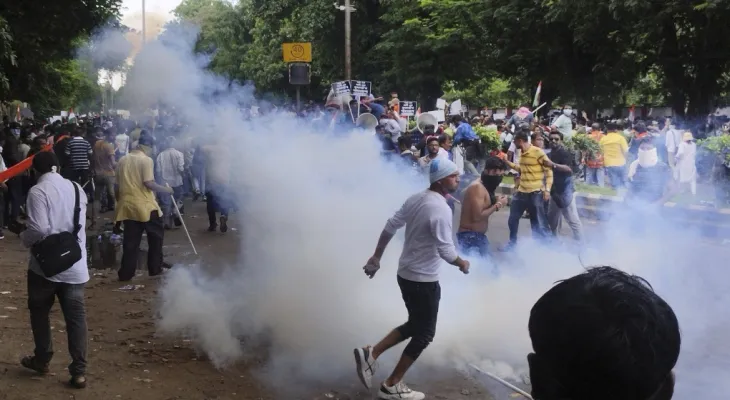 The Indian police fire tear gas and water cannons at a protest against the rape and murder of a trainee doctor.