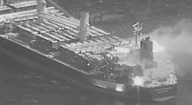 The Houthis target a ship in the Arabian Sea with a number of drones.