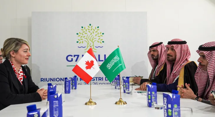 Italian Fuji: The Canadian Foreign Minister meets her Saudi counterpart on the sidelines of the second ministerial meeting of the G7.