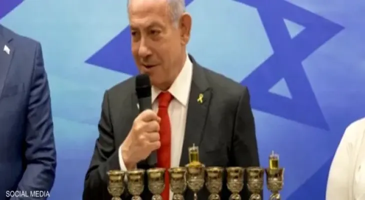 Netanyahu lights a Hanukkah candle and issues a threat to the Houthis.