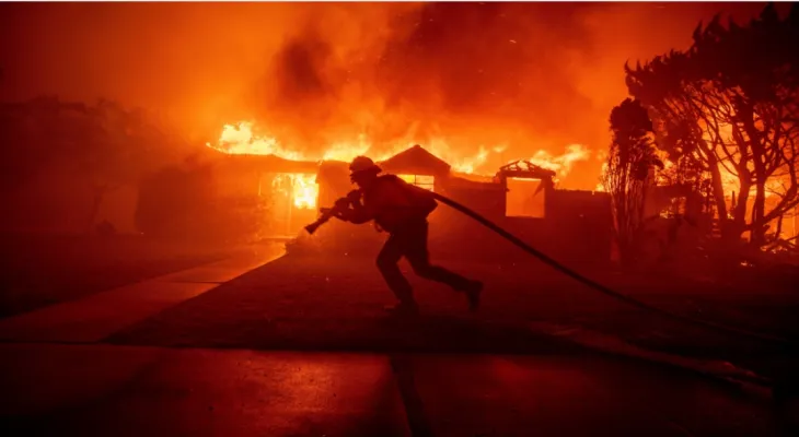 Massive fires sweep through Los Angeles, forcing thousands to evacuate.