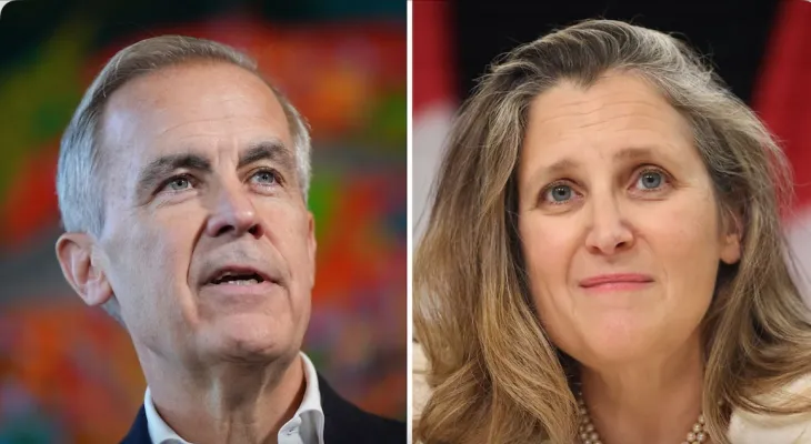 Les membres éminents du parti libéral qui ont soutenu les principaux candidats à la direction du parti, Mark Carney et Chrystia Freeland