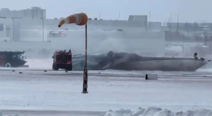 A Delta Airlines plane's crash at Toronto Pearson Airport results in 8 injuries.