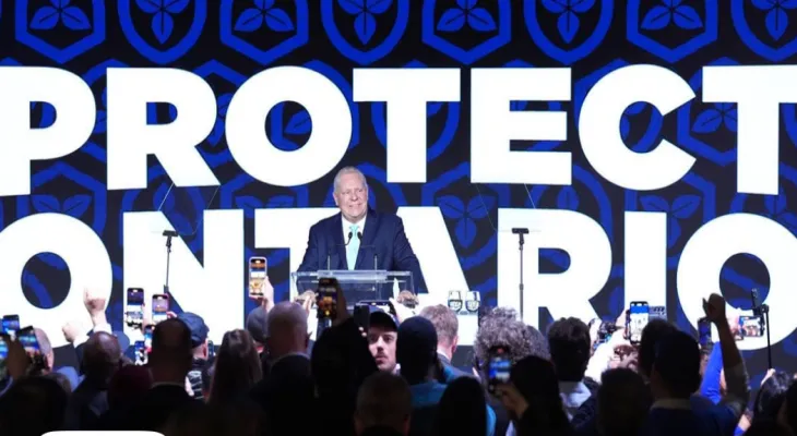 The Progressive Conservative Party wins in Ontario.. and Kroubi loses her seat in Mississauga but confirms her continued leadership of the Liberals.