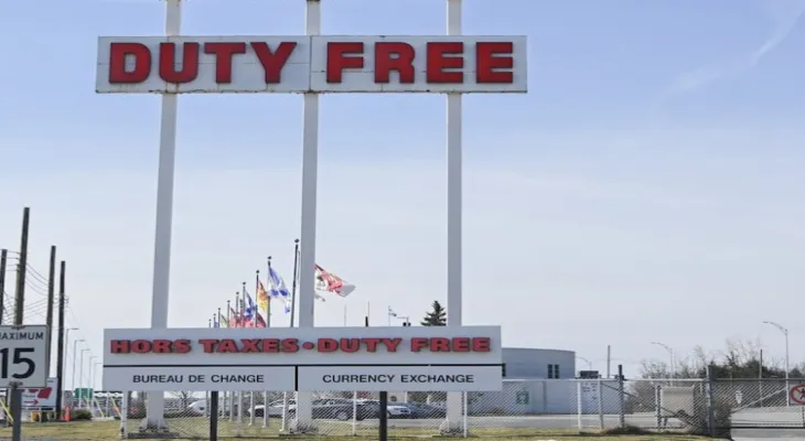 Sharp decline in sales for duty-free shops due to Canadians' reluctance to travel to the United States.