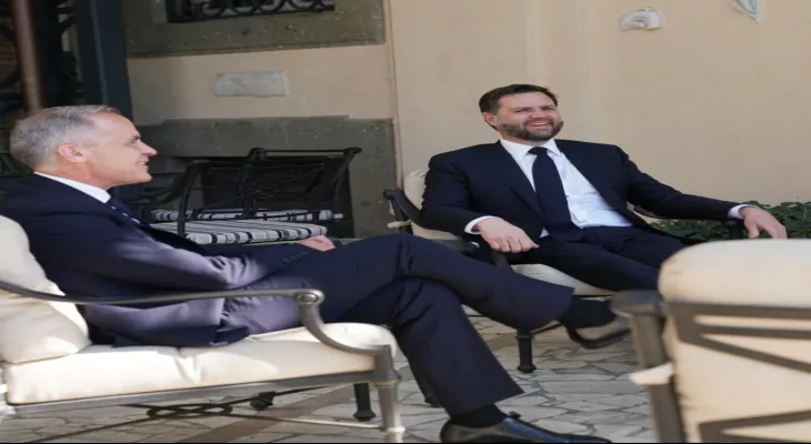 U.S. Vice President JD Vance and Canadian Prime Minister Mark Carney discuss trade and security policies in Rome.